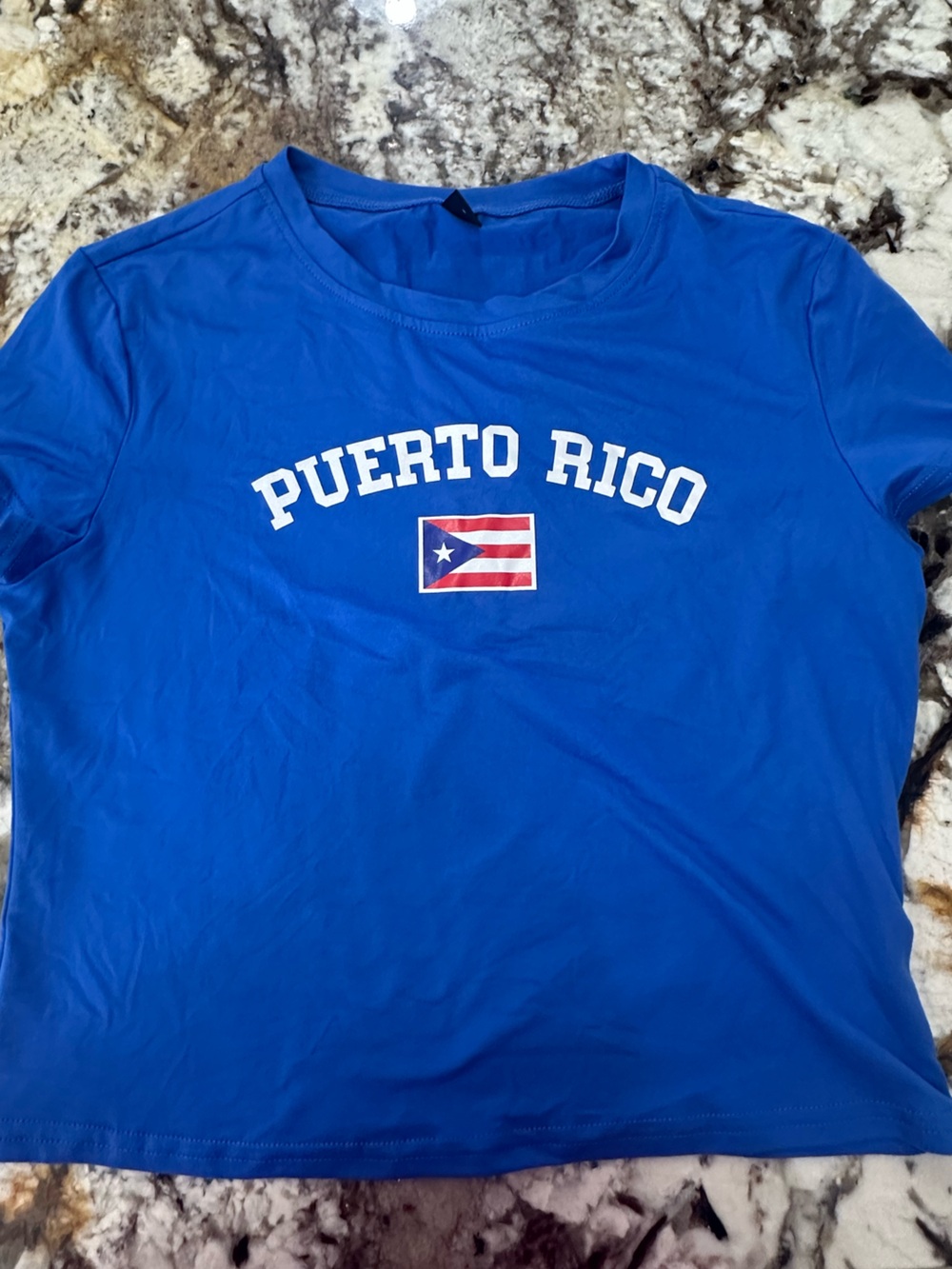 SHEIN Royal Blue "Puerto Rico" Short Sleeve Tee